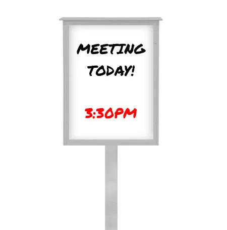 Eco-Design Outdoor Free-Standing "MINI" Message Center - Magnetic Dry Erase White Board 18" x 18" with Left Hinged Door - Faux Wood