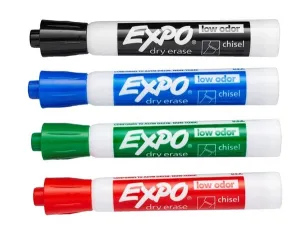 EXPO Low-Odor Dry-Erase Markers - Set of 4