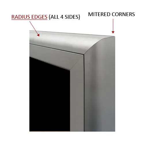 Extra Large Outdoor Dry Erase Marker Board SwingCases with Radius Edge and Light | Gloss Black Board Magnetic Porcelain Steel