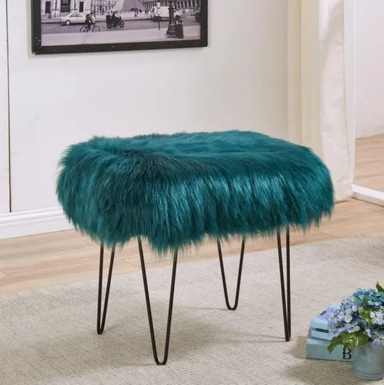 Faux Sheepskin Dressing Table Stool