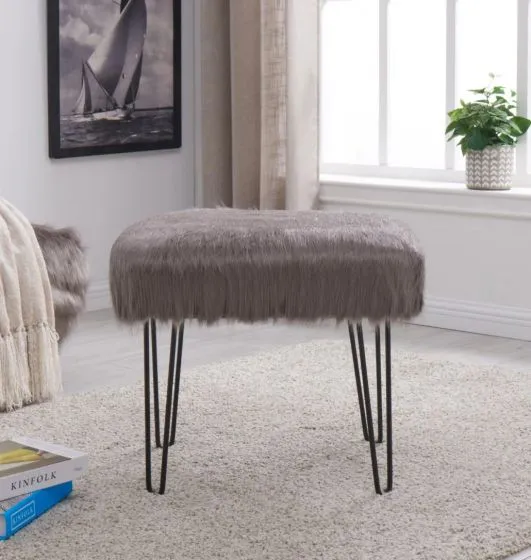 Faux Sheepskin Dressing Table Stool