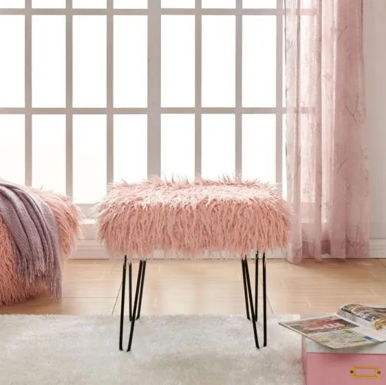 Faux Sheepskin Dressing Table Stool