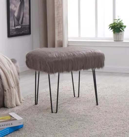 Faux Sheepskin Dressing Table Stool