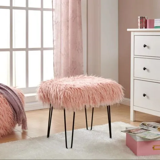 Faux Sheepskin Dressing Table Stool