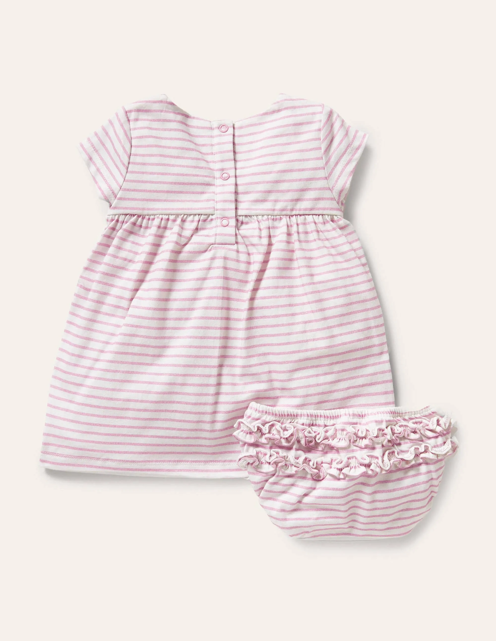 Fun Appliqué Jersey Dress-Pink Lemonade Birds