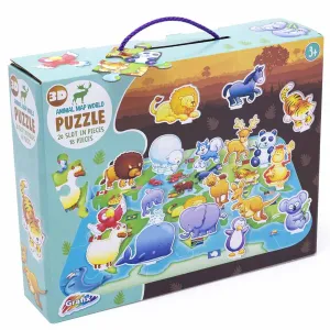 Grafix Medium 3D Animal World Map Puzzle
