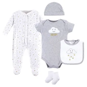 Hudson Baby Cotton Layette Set, Gray Clouds