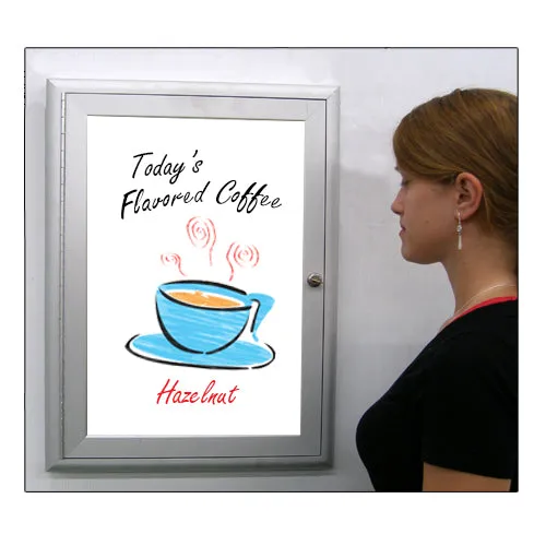 Indoor Enclosed Dry Erase White Marker Board with Radius Edge | Magnetic Porcelain on Steel Gloss White Board