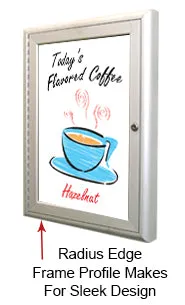 Indoor Enclosed Dry Erase White Marker Board with Radius Edge | Magnetic Porcelain on Steel Gloss White Board