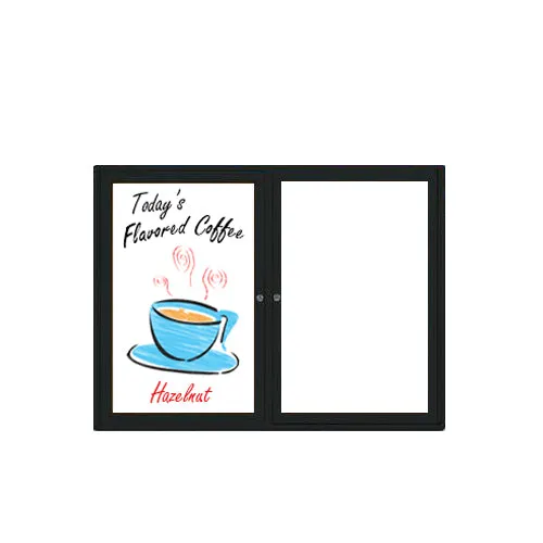 Indoor Enclosed Dry Erase White Marker Boards with Rounded Corners (Multiple Doors)