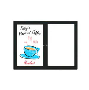 Indoor Enclosed Dry Erase White Marker Boards with Rounded Corners (Multiple Doors)