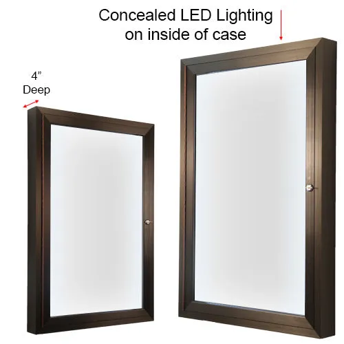 Indoor LED Lighted Enclosed Wood Framed Dry Erase Boards | White Board Markerboard Porcelain on Steel