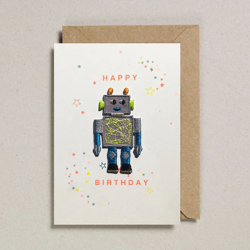 Iron On Patch Robot Happy Birthday Card
