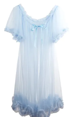 Light Blue Short Sheer Dressing Gown By Dottie’s Delights - XS - 3X