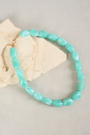 Marble Resin Necklace - Aquamarine