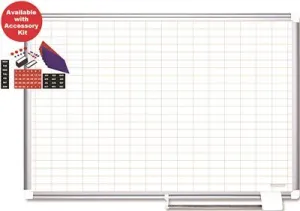 Mastervision Grid Platinum Plus Dry Erase With Accessories 1 Inch  X 2 Inch  Grid 36 Inch  X 24 Inch  Silver
