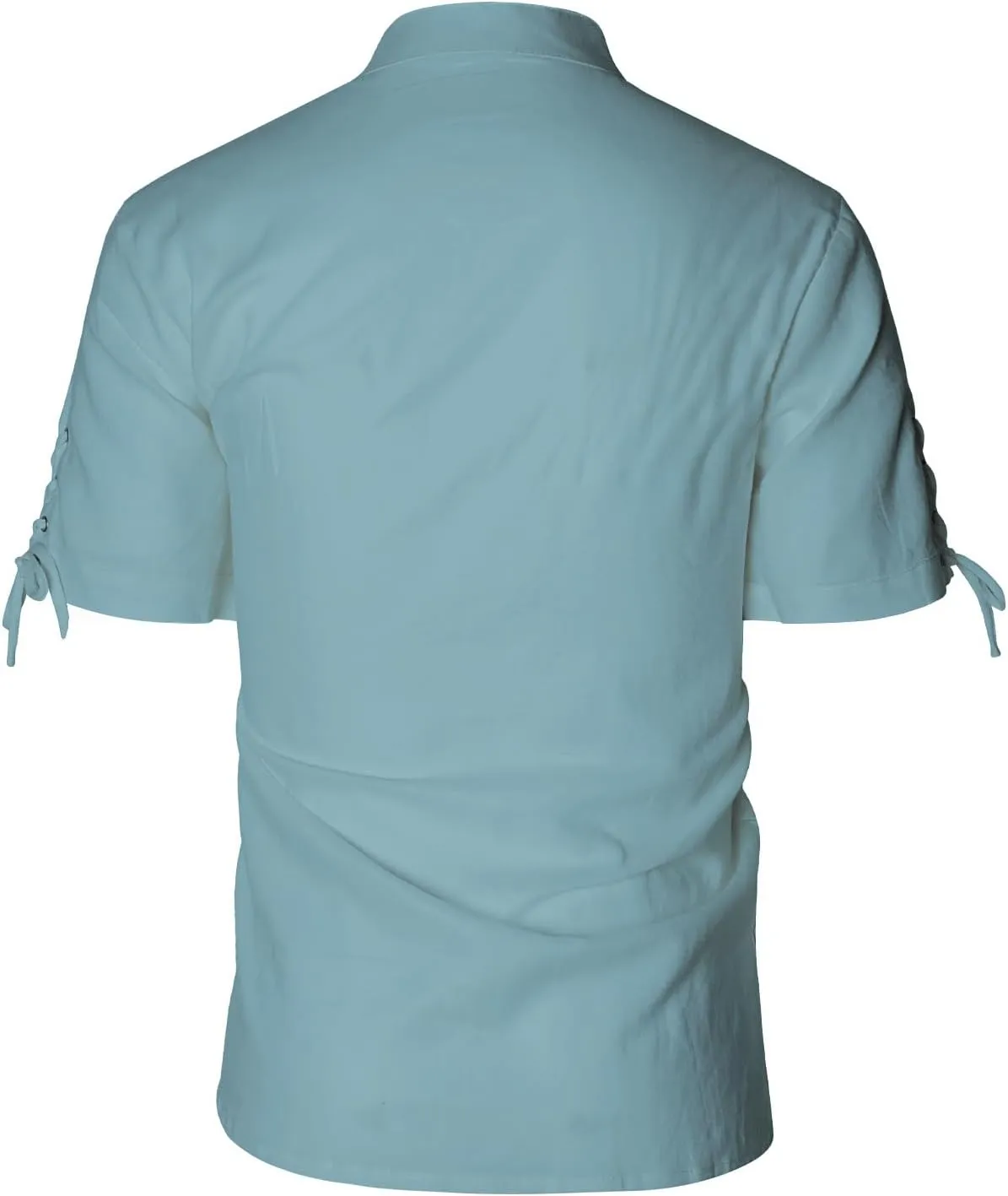 Men's Pirate Shirt Renaissance Medieval Viking Shirt Linen Short Sleeve Lace Up Top Halloween Costume