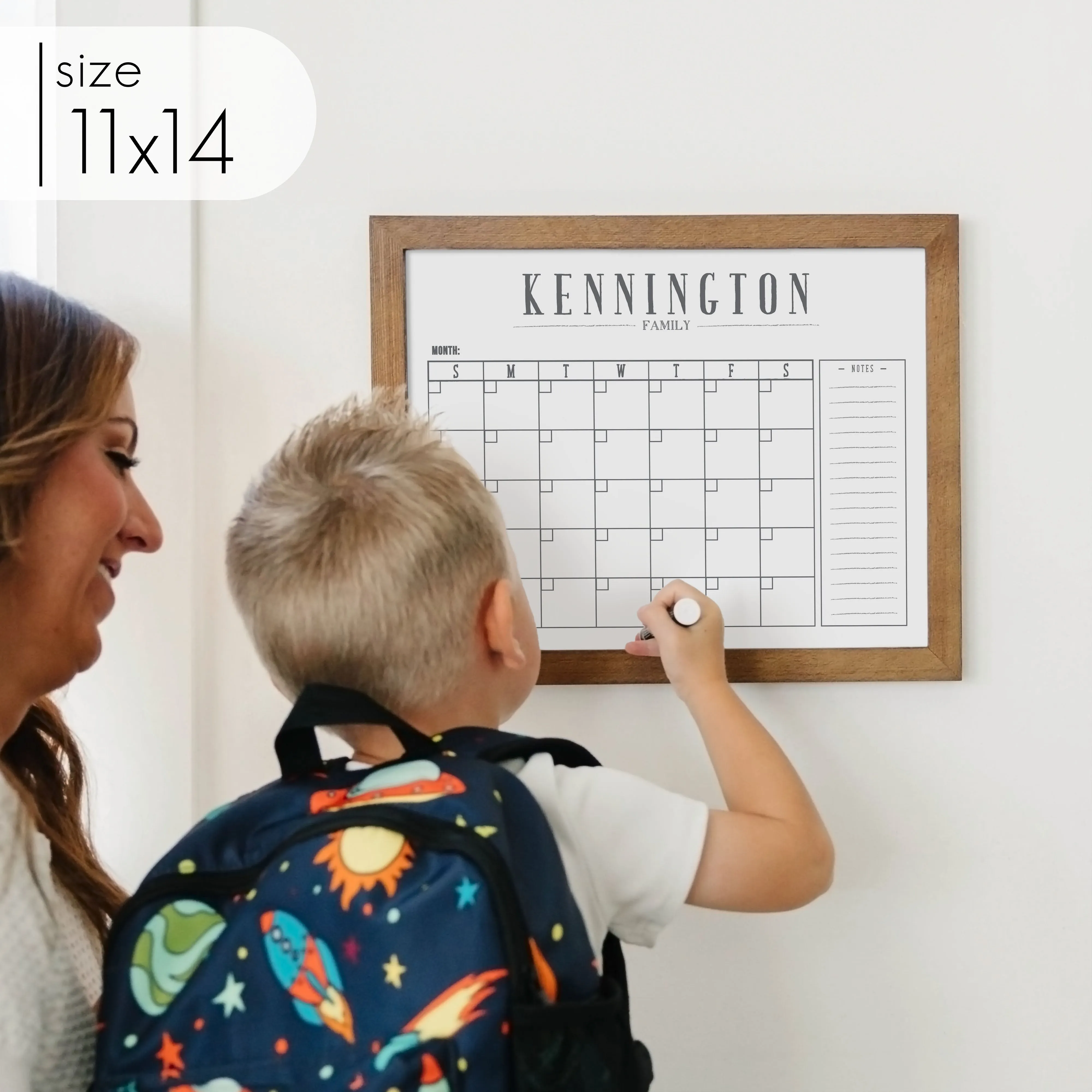 Monthly Framed Whiteboard Calendar   1 section | Horizontal Swanson