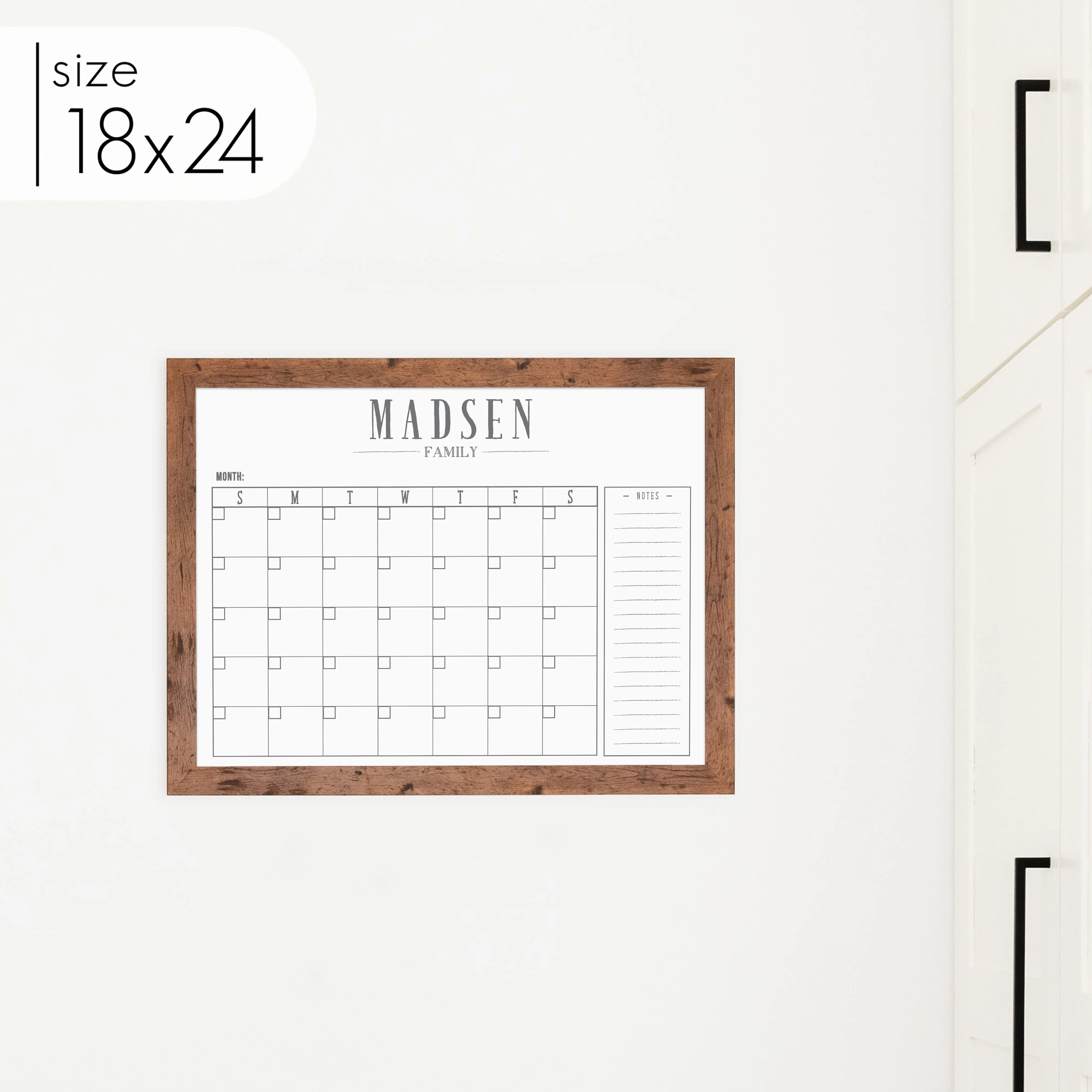 Monthly Framed Whiteboard Calendar   1 section | Horizontal Swanson
