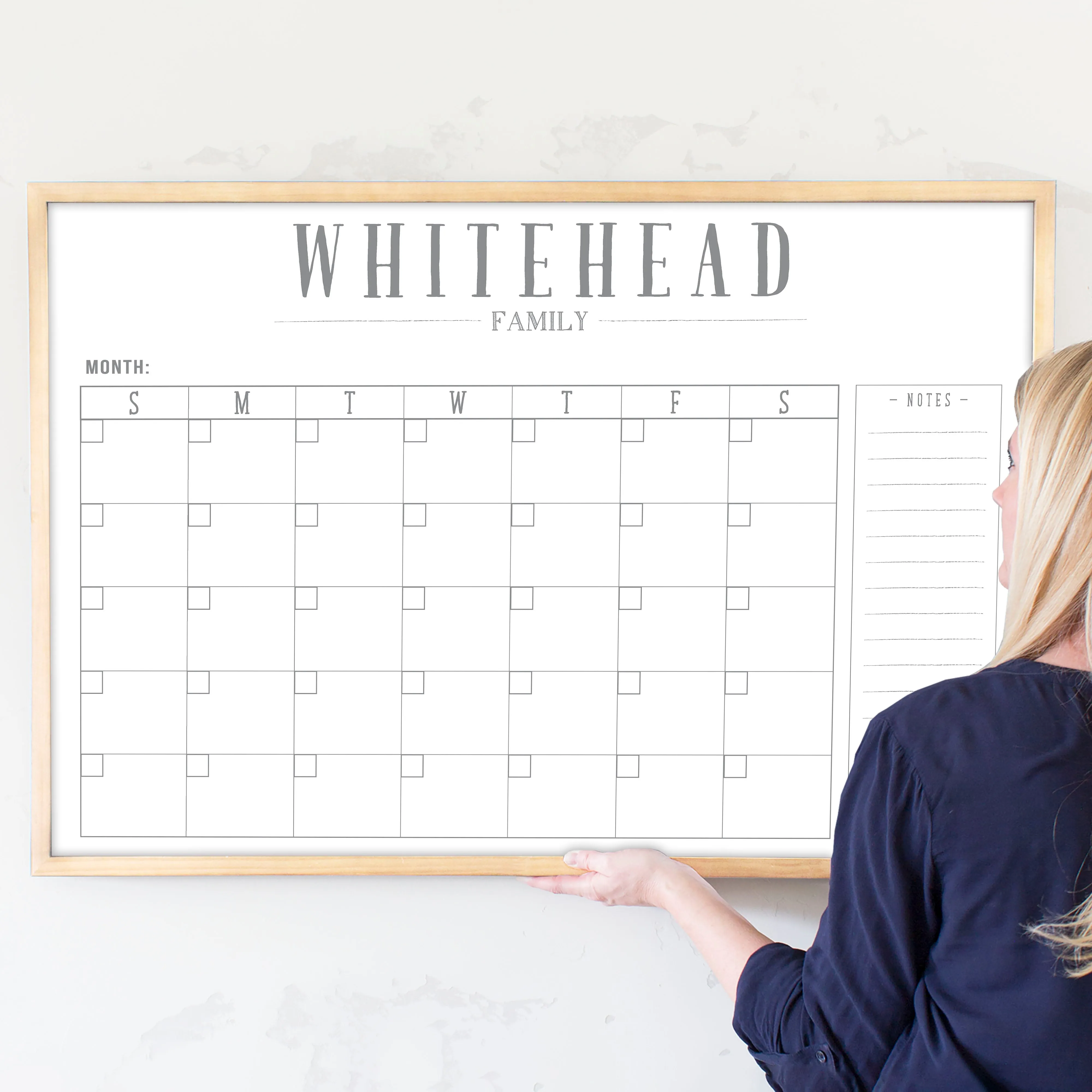 Monthly Framed Whiteboard Calendar   1 section | Horizontal Swanson