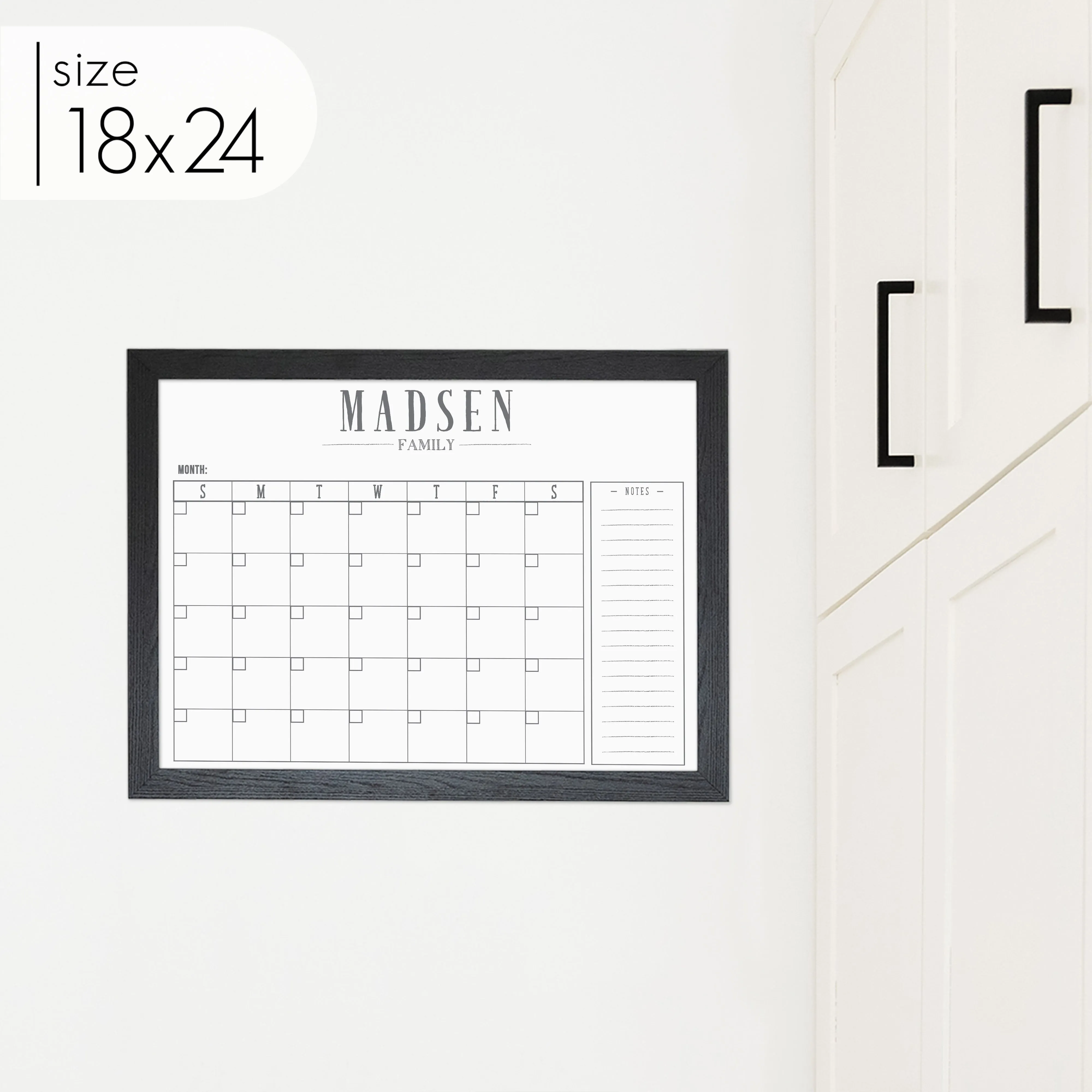 Monthly Framed Whiteboard Calendar   1 section | Horizontal Swanson