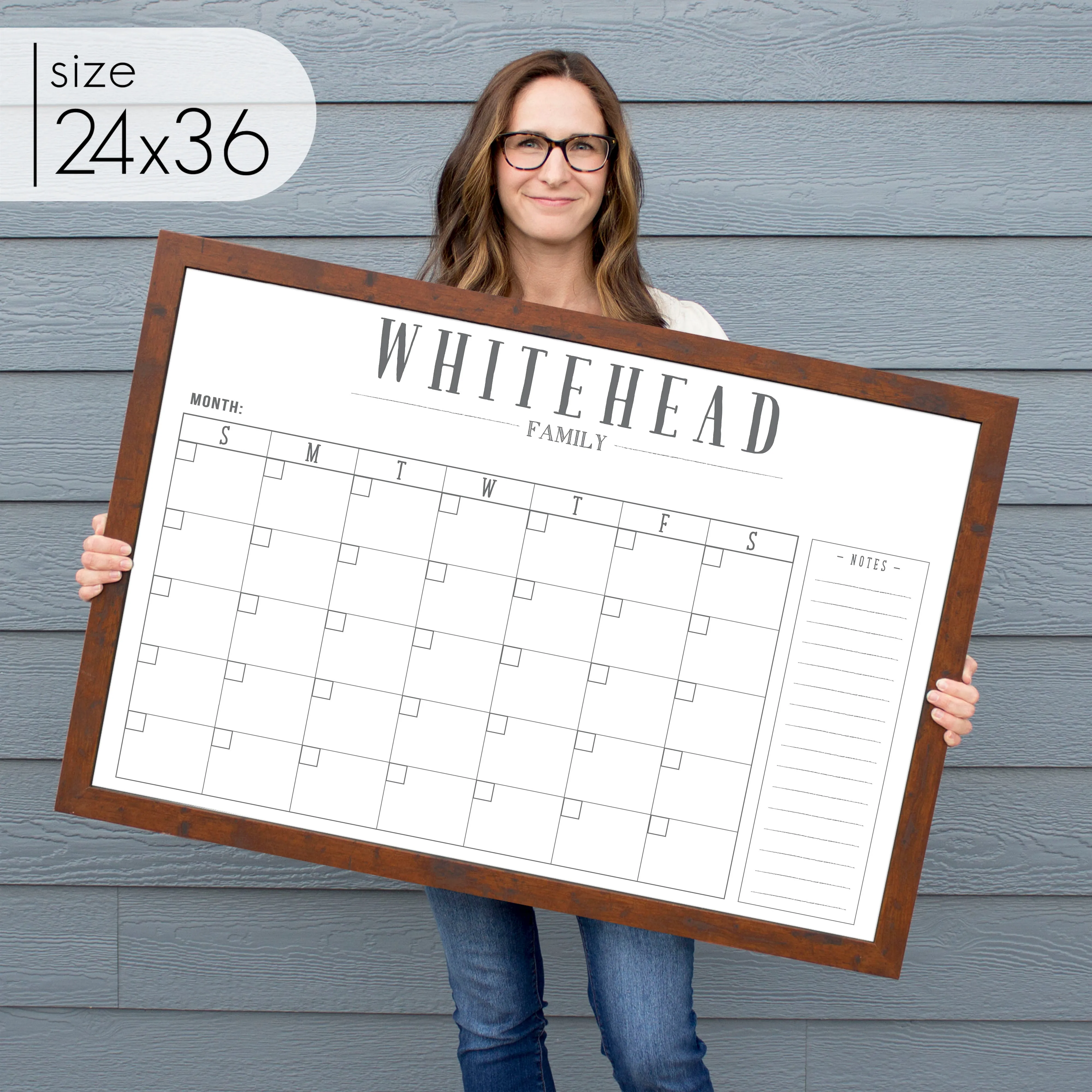 Monthly Framed Whiteboard Calendar   1 section | Horizontal Swanson