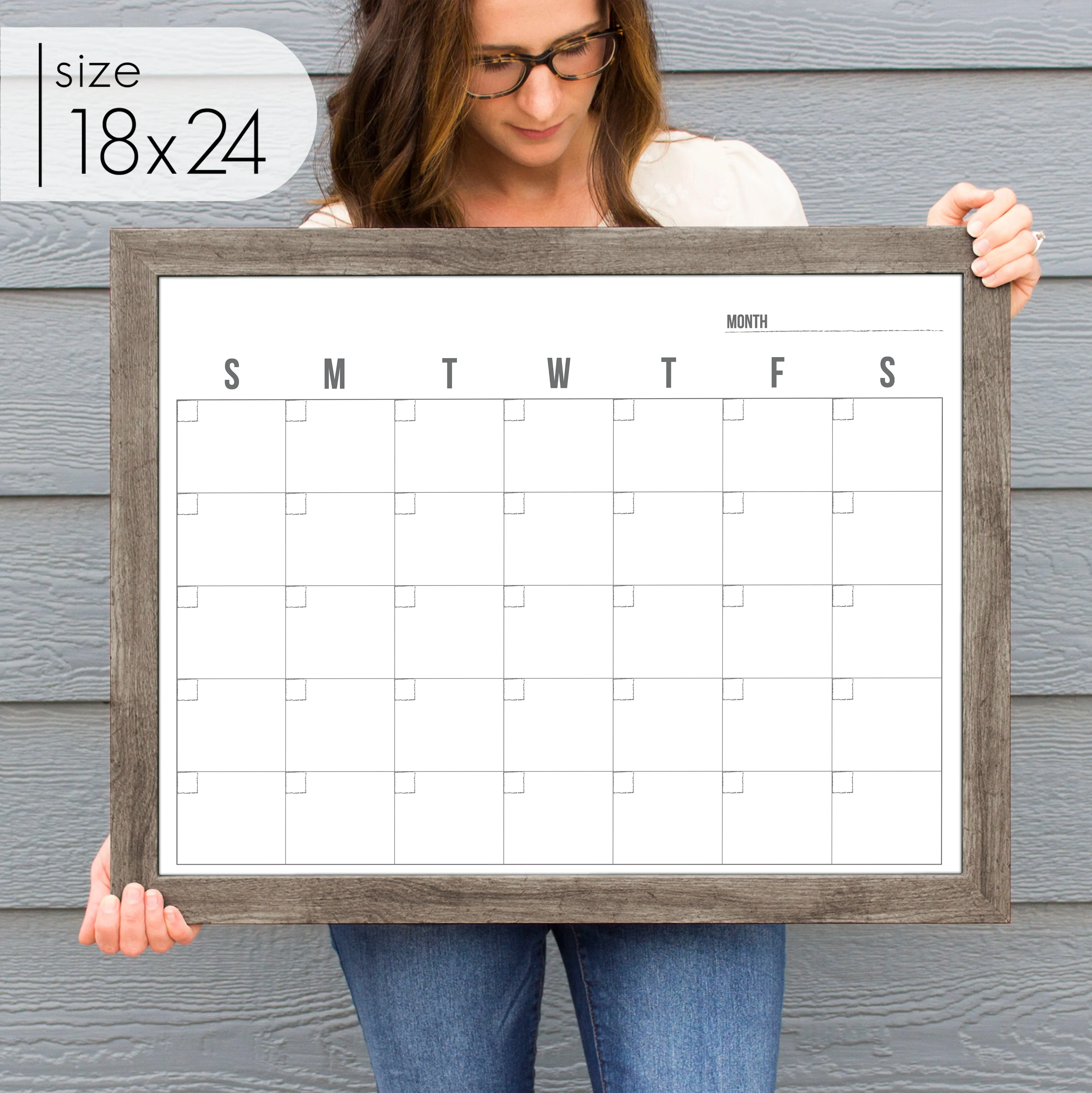 Monthly Framed Whiteboard Calendar | Horizontal Dwyer