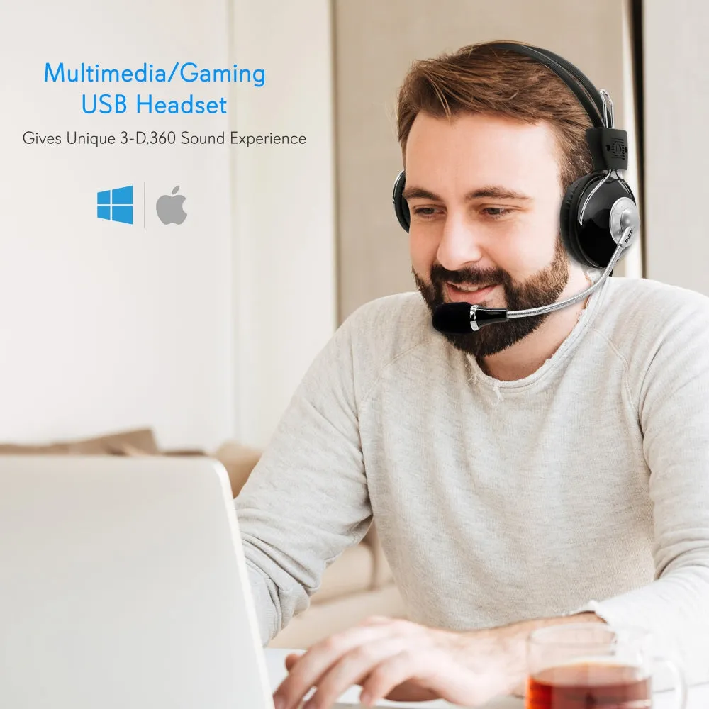 Multimedia/Gaming Usb Headset With Noise-Canceling Microphone