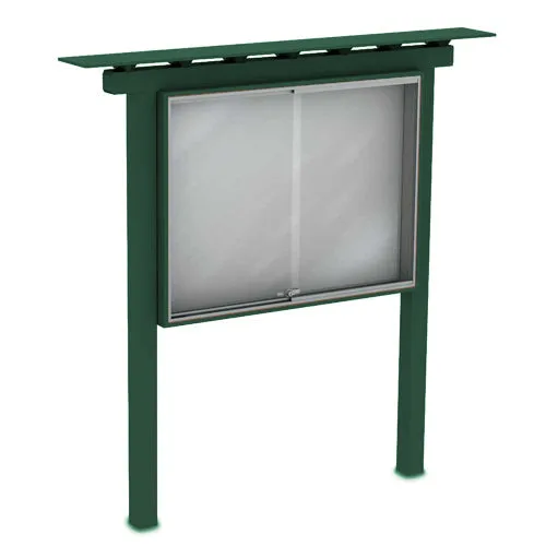 Outdoor Classroom Cabinet Magnetic White Dry Erase Board - 52" x 40" | Sliding Doors with Posts
