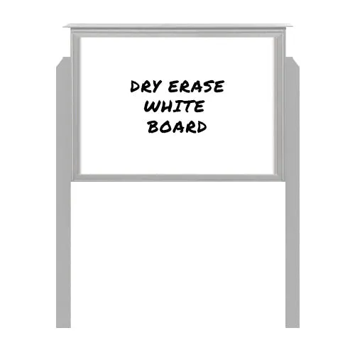 Outdoor Message Center Magnetic White Dry Erase Board with Posts - 27" x 41" Viewable Area (Left Hinged Single Door)