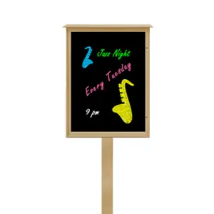 Outdoor "MINI" Standing Message Center Magnetic Black Dry Erase Board 18" x 18" (Left Hinged Single Door)