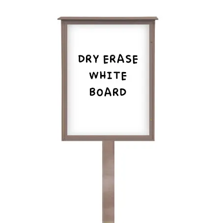 Outdoor "MINI" Standing Message Center Magnetic White Dry Erase Board 16" x 34" (Left Hinged Single Door)