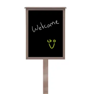 Outdoor Standing Message Center Magnetic Black Dry Erase Board - 11" x 14" Viewable Area (Left Hinged Single Door)
