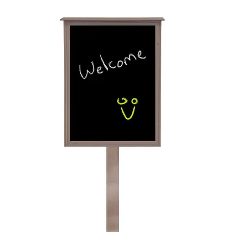 Outdoor Standing Message Center Magnetic Black Dry Erase Board - 11" x 14" Viewable Area (Left Hinged Single Door)