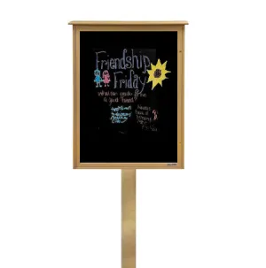 Outdoor Standing Message Center Magnetic Black Dry Erase Board - 11" x 17" Viewable Area (Left Hinged Single Door)