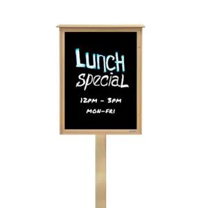 Outdoor Standing Message Center Magnetic Black Dry Erase Board - 8.5" x 14" Viewable Area (Left Hinged Single Door)