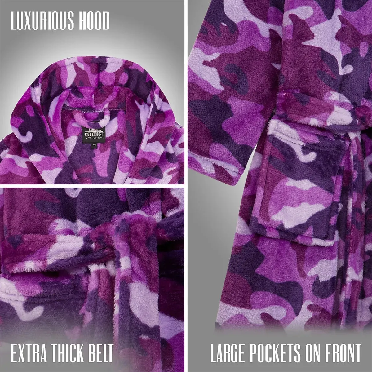 Purple Camo Hooded Dressing Gown