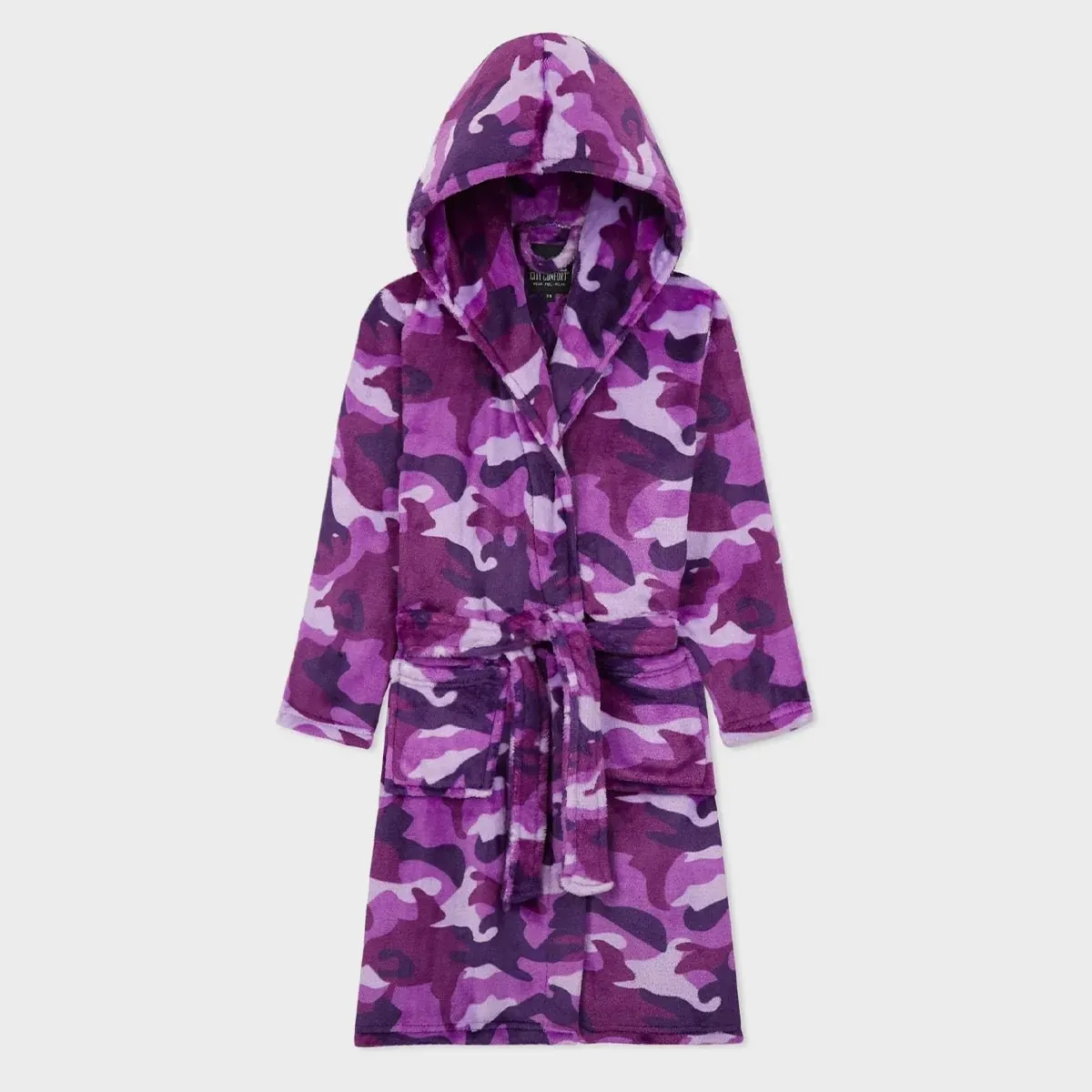 Purple Camo Hooded Dressing Gown