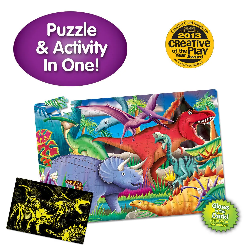 THE LEARNING JOURNEY 100 PIECE GLOW IN THE DARK DINOS FLOOR PUZZLE