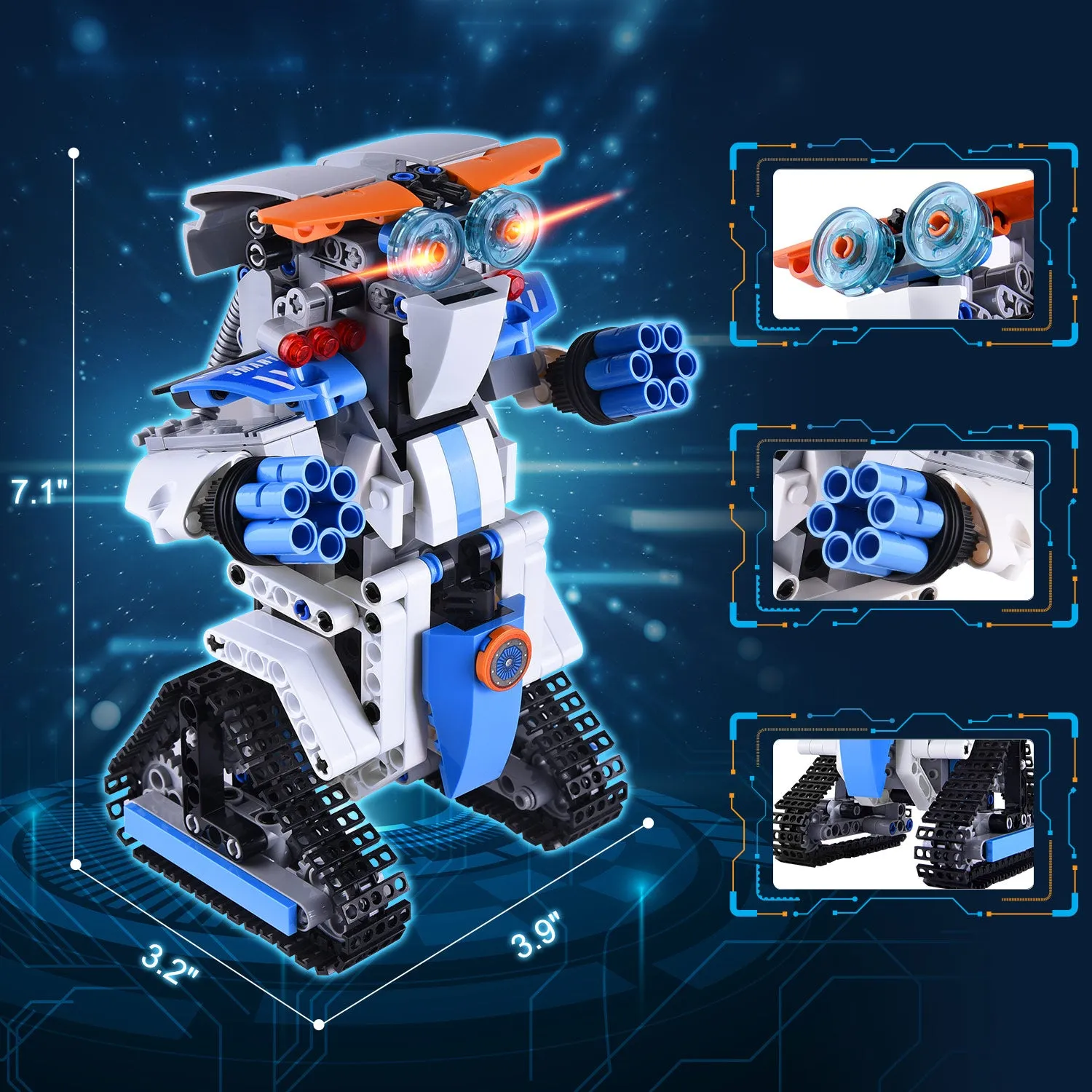 Toys Projects for Kids Age 8-12 RC Robots Activities Building Blocks Robot Kits Educational Engineering Kit DIY Robotic Toy Interlocking Gear Sets Compatible with Lego Robot Science kit