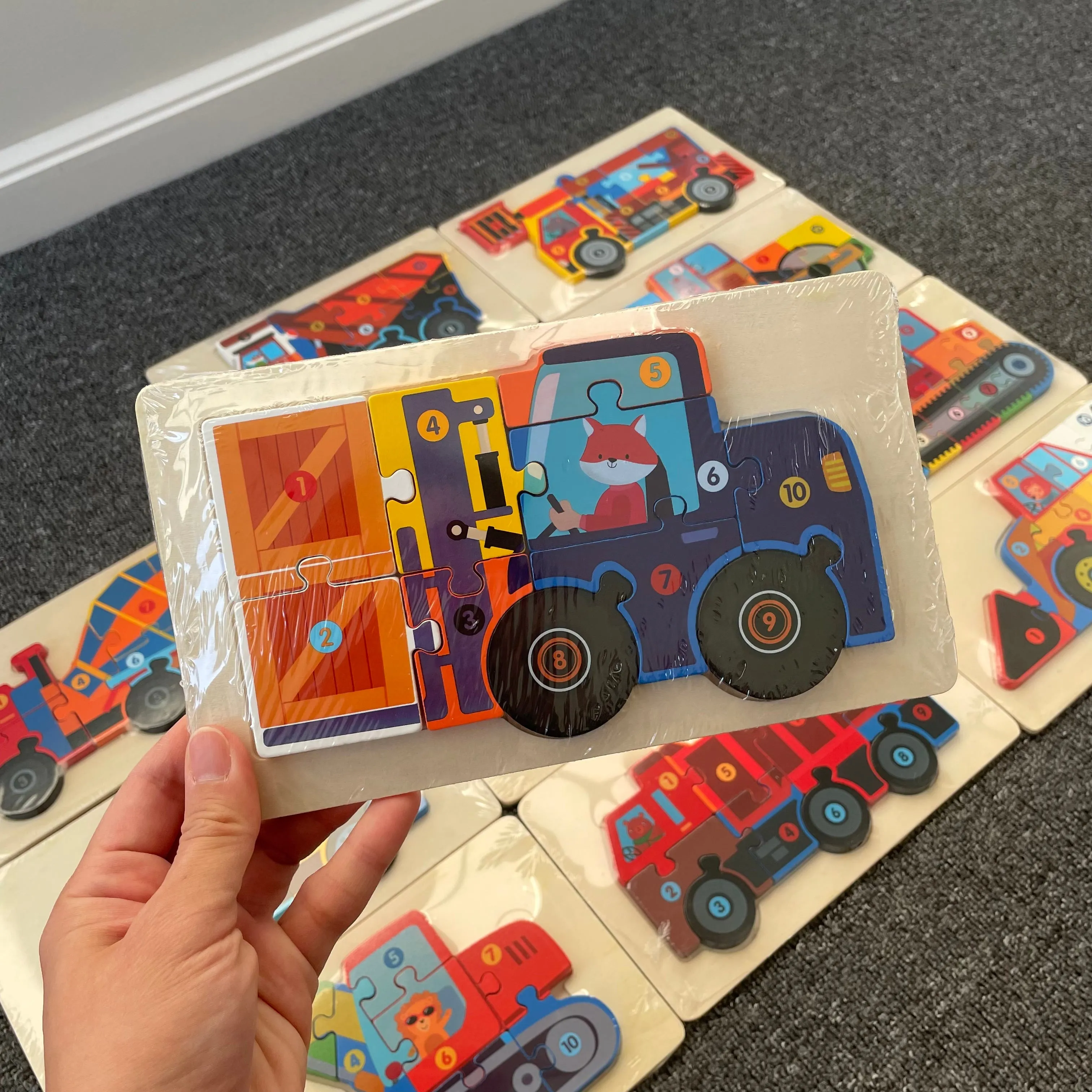 Trucks & Diggers Wooden Numbered Puzzles - Assorted Designs