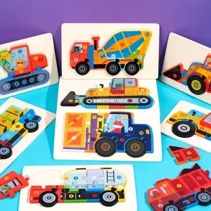 Trucks & Diggers Wooden Numbered Puzzles - Assorted Designs