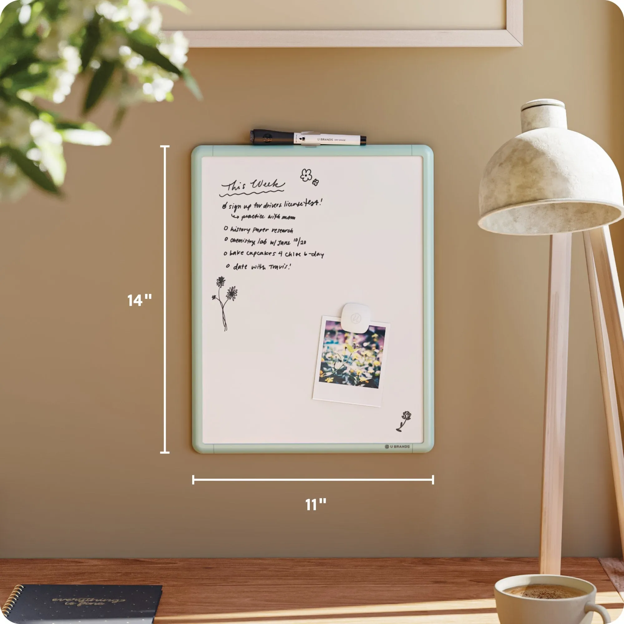 U Brands Contempo Dry Erase Board Green