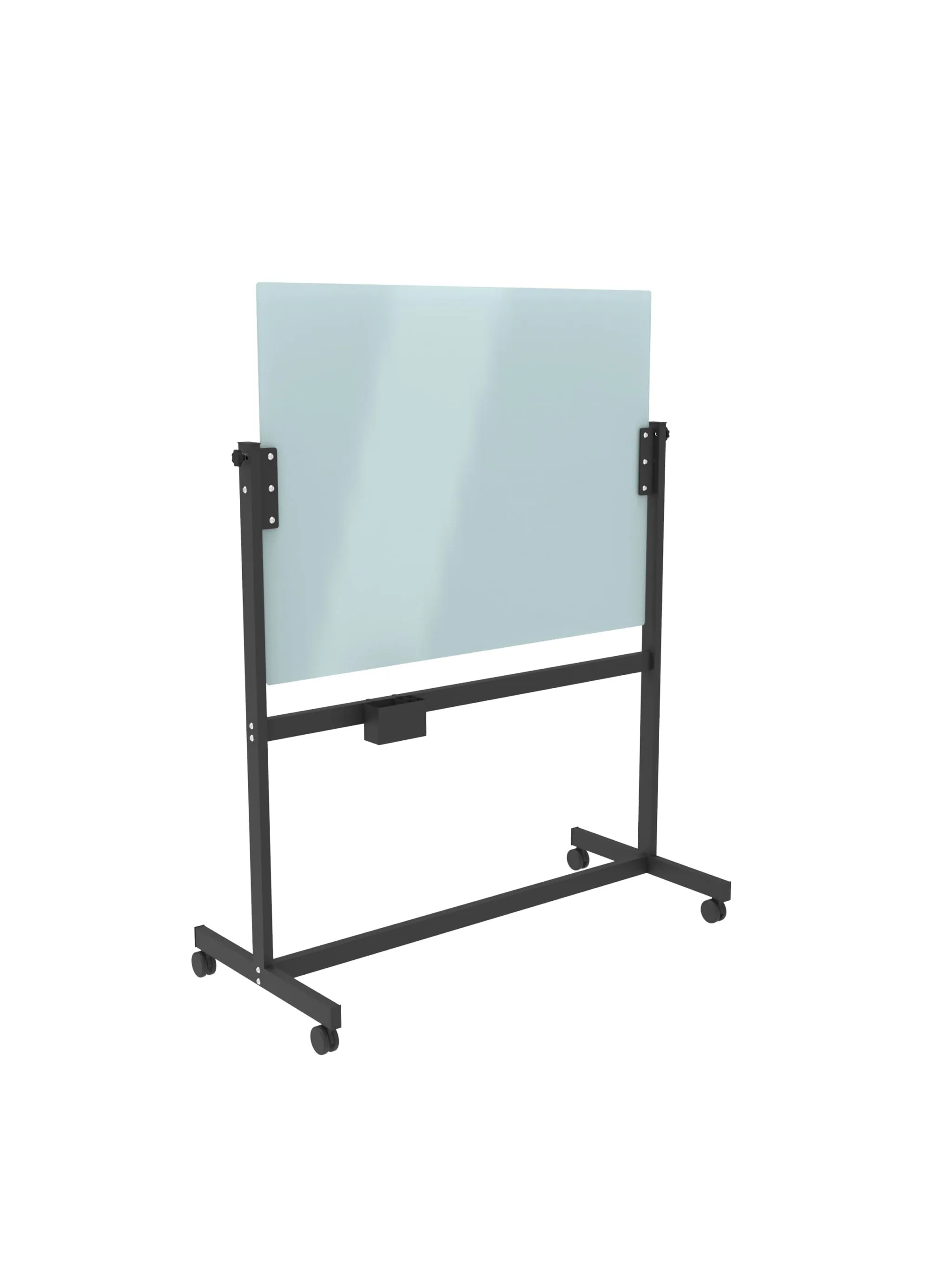 U Brands Double-Sided Magnetic Glass Rolling Easel, White, 47" x 35"