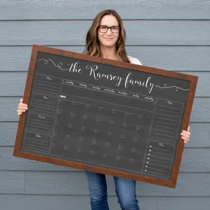 Week & Month Combo Framed Chalkboard   6 sections | Horizontal Knope