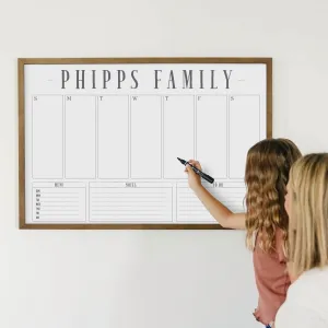Weekly Framed Whiteboard Calendar   3 sections | Horizontal Swanson