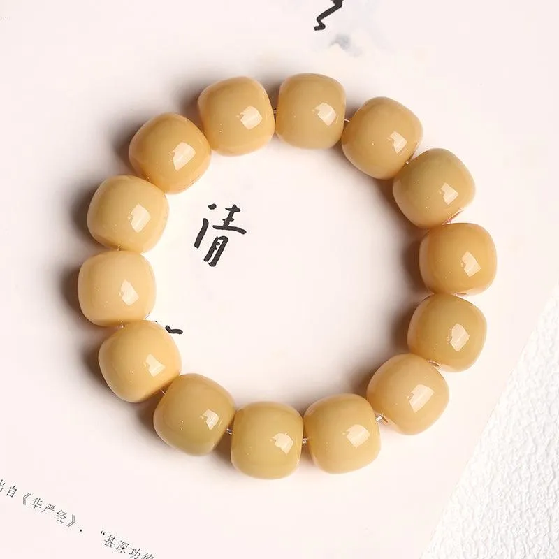 Women's Fashion White Jade Bodhi Root Hand Bracelet