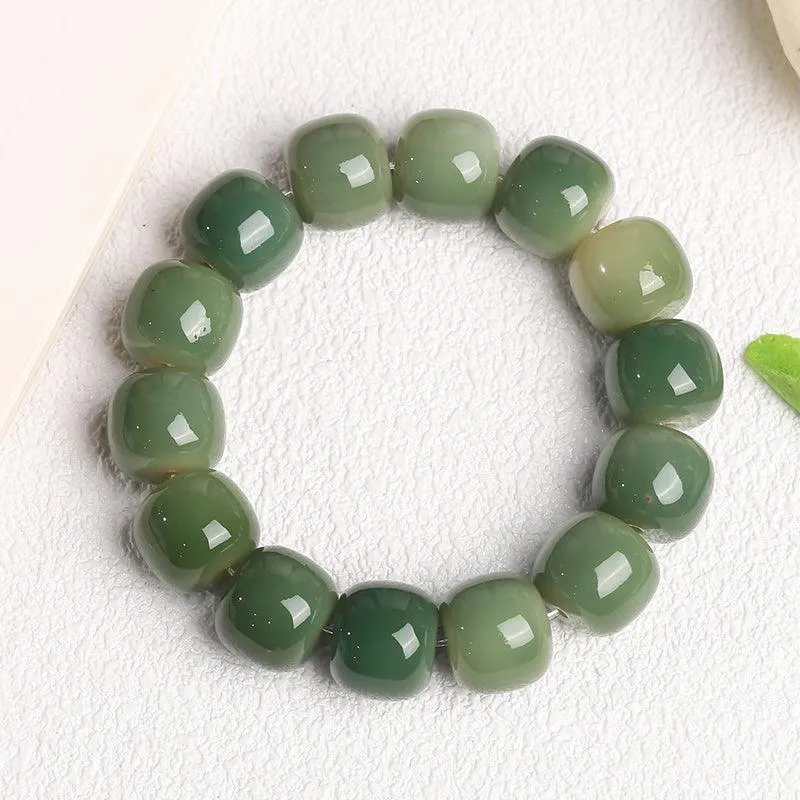 Women's Fashion White Jade Bodhi Root Hand Bracelet