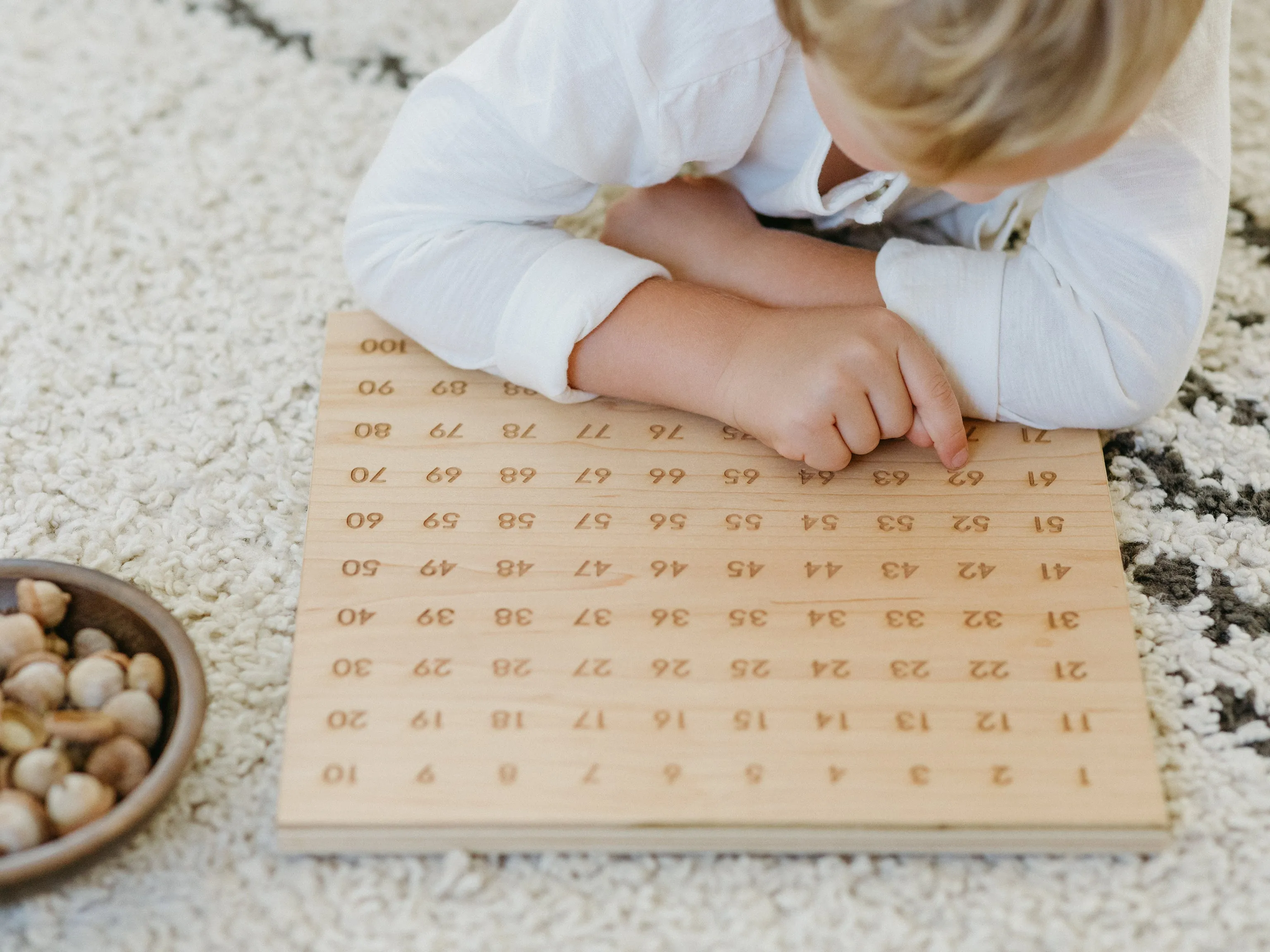 Wooden 100 Number Board • Engraved Numeral Chart in Modern Font