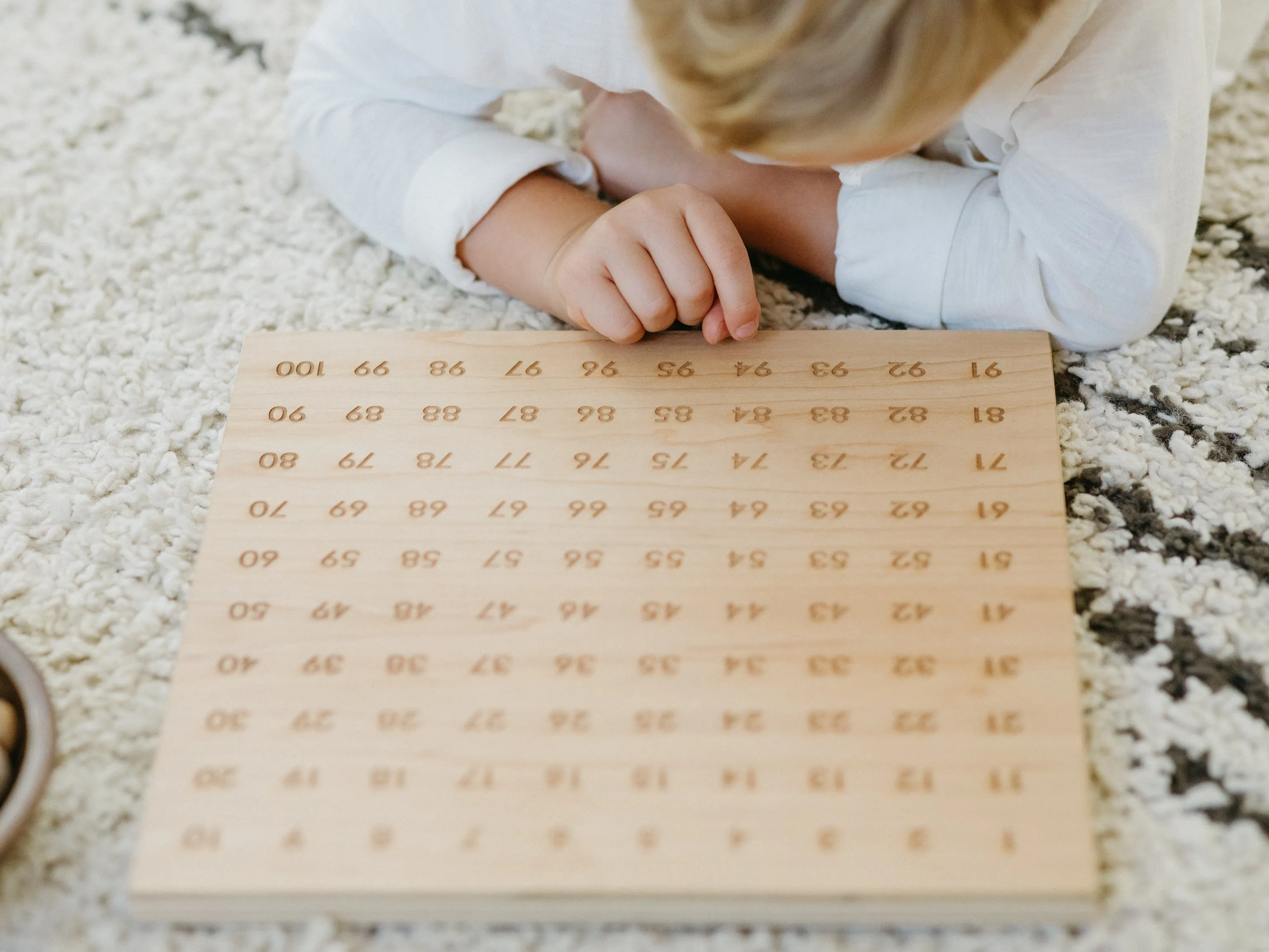 Wooden 100 Number Board • Engraved Numeral Chart in Modern Font